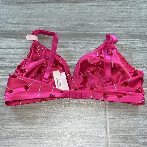 Victoria’s Secret Tease Wireless Triangle Bralette Forever Pink Lollipops Small - Picture 10 of 11